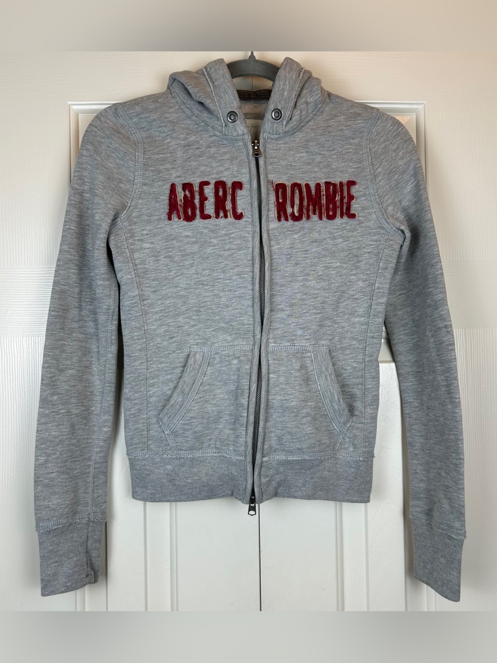 Abercrombie & Fitch Kids Gray Zip-Up Hoodie with Red Logo